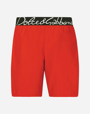 Dolce & Gabbana Mid-length swim trunks with Dolce&Gabbana logo Blue M4A72JONN67