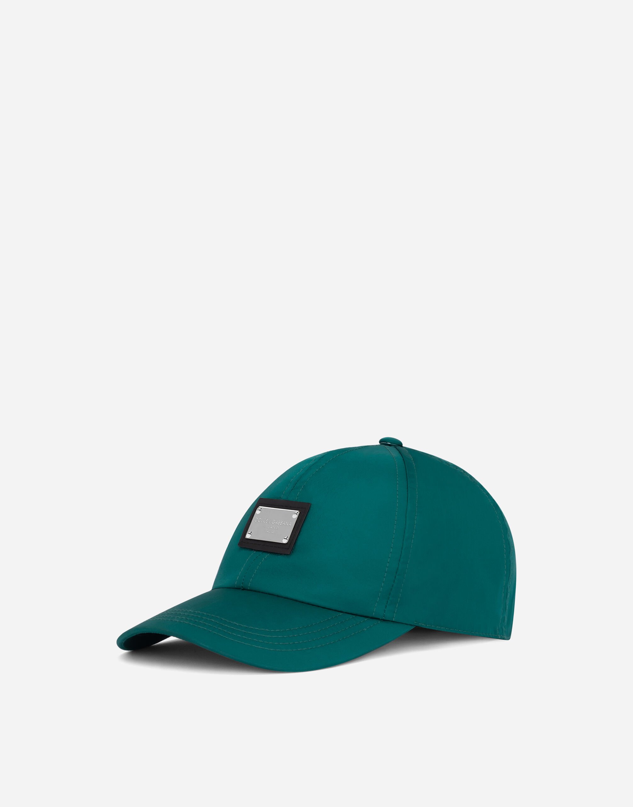 Dolce & Gabbana Nylon baseball cap with branded tag Green GH874ZFUFJU