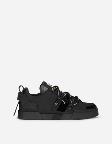 Dolce & Gabbana Portofino sneakers in calfskin and patent leather Black A80440AO602