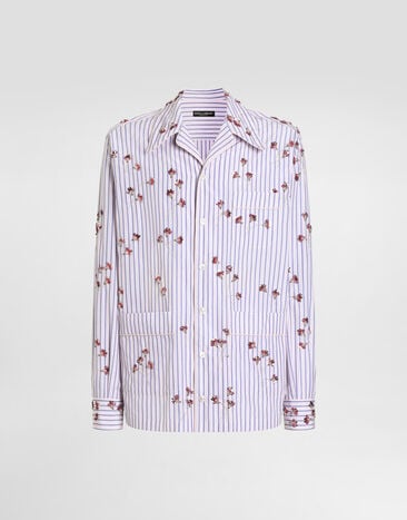 Dolce & Gabbana Cotton and silk vanity shirt with embroidery Multicolor G5OI2ZGK192