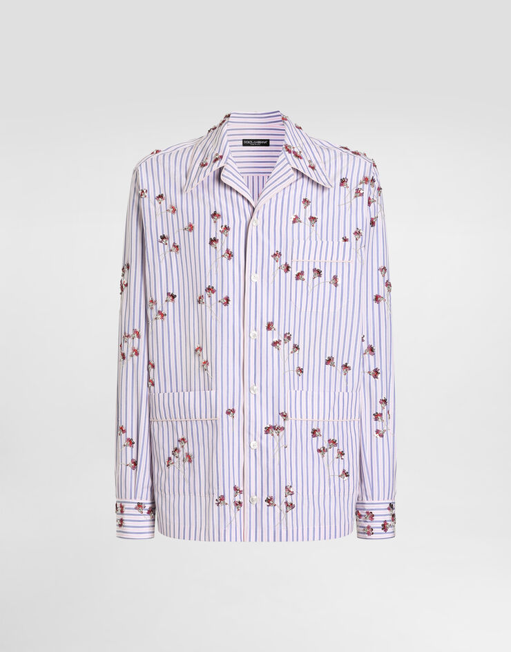 Dolce & Gabbana Cotton and silk vanity shirt with embroidery Multicolor G5OI2ZGK192