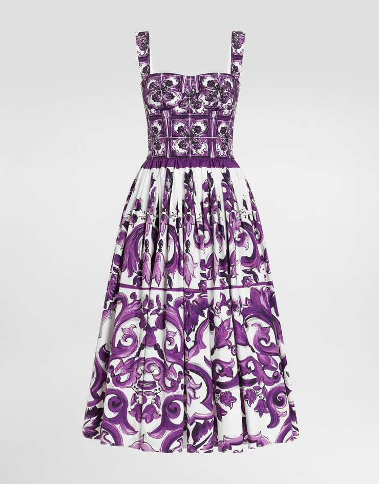 Dolce & Gabbana Majolica-print poplin dress Multicolor F6TTGTHH5EN