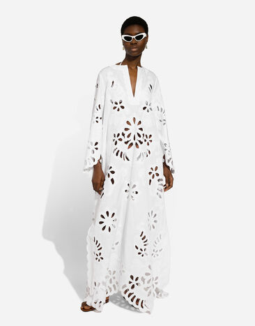 Dolce & Gabbana Long cotton caftan with cut-out detailing White F6JIEZGDCJ3