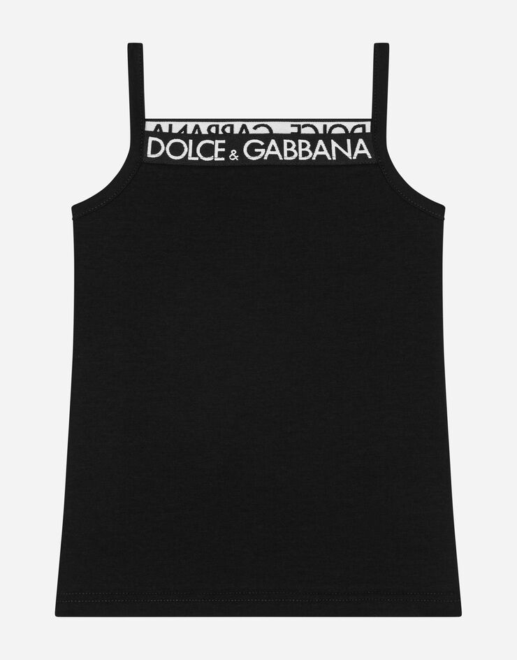 Dolce & Gabbana Jersey tank top with Dolce&Gabbana logo Black L5J714FUGNE