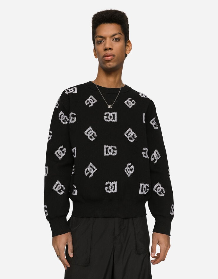 Dolce & Gabbana DG 디테일 라운드넥 테크니컬 자카드 스웨터 멀티 컬러 GXK73TJDMR5