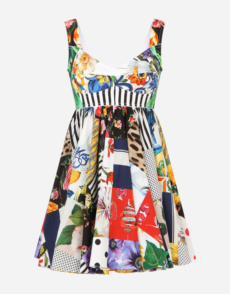 Dolce & Gabbana Short patchwork poplin dress 蓝 F6P0MTGDY45