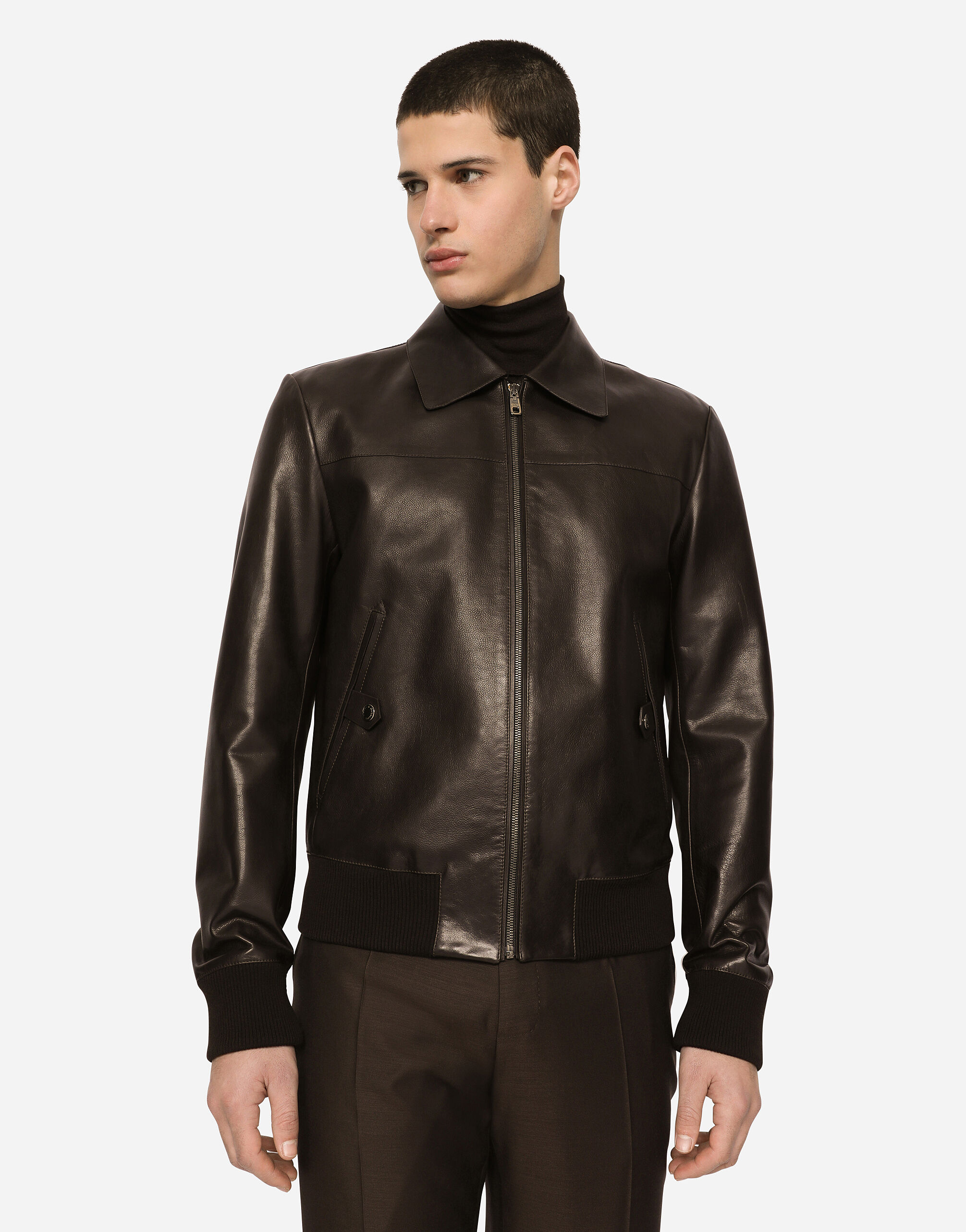 Leather jacket in Brown for | Dolce&Gabbana® US