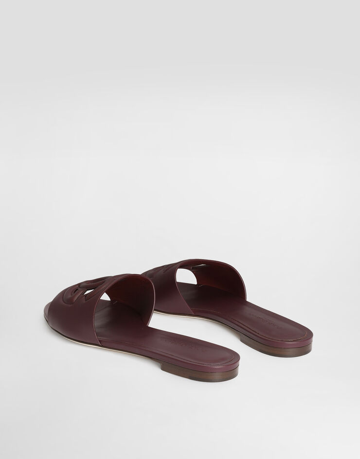 Dolce & Gabbana Mules en cuir de veau à logo DG Bordeaux CQ0436AY329