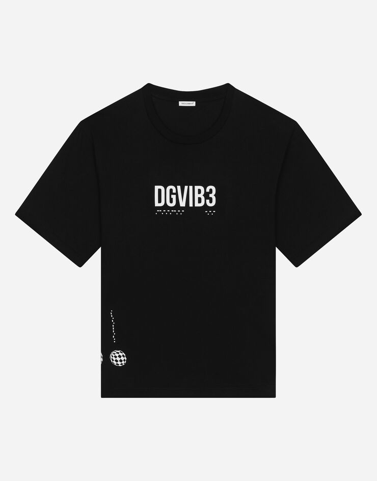 Dolce & Gabbana Jersey T-shirt with DGVIB3 logo Black L7JTHTG7M6P