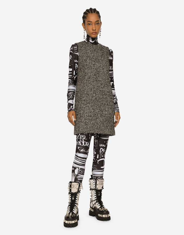 Dolce & Gabbana Vestido corto acampanado de tweed moteado Multicolor F6ZN8TFMMHC