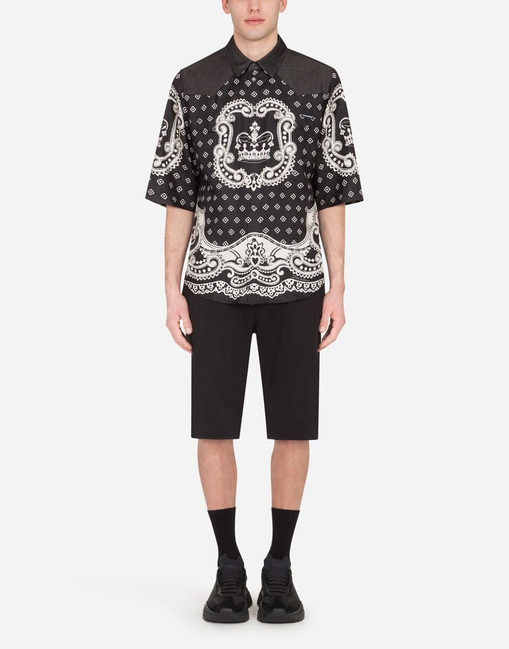 Dolce & Gabbana DENIM SHIRT WITH INSERTS IN BANDANA PRINT MULTICOLORE G5EX7DG8BX2