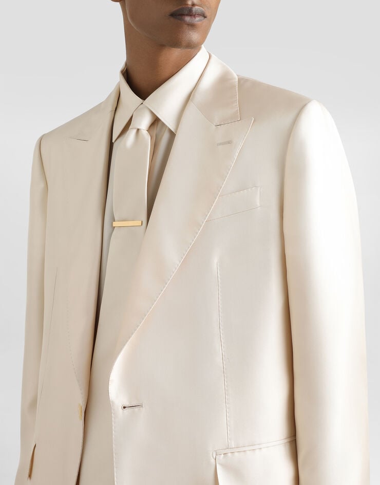 Dolce & Gabbana Sicilia light single-breasted silk twill jacket Beige G2UQ8TFU10S