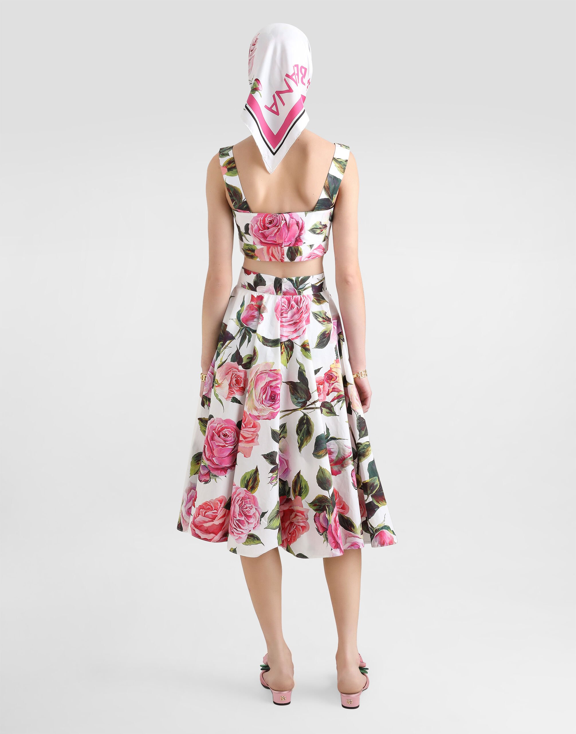 Rose-print cotton circle skirt in Print for Women