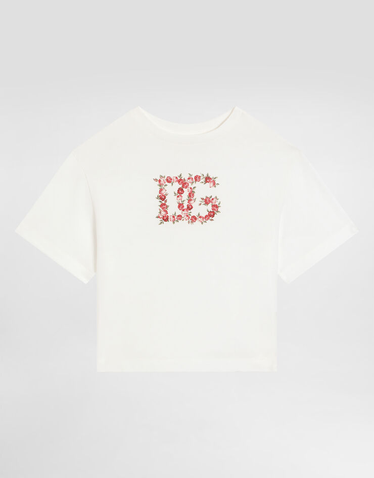 Dolce & Gabbana Jersey t-shirt with DG logo print White L5JTNLG7PVF
