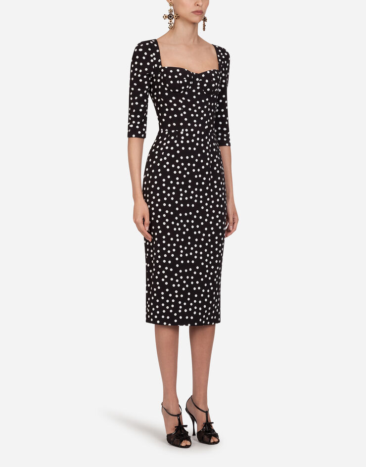 Dolce & Gabbana Cady fabric small polka-dot print longuette dress MULTICOLORED F6C1ETFSGR2