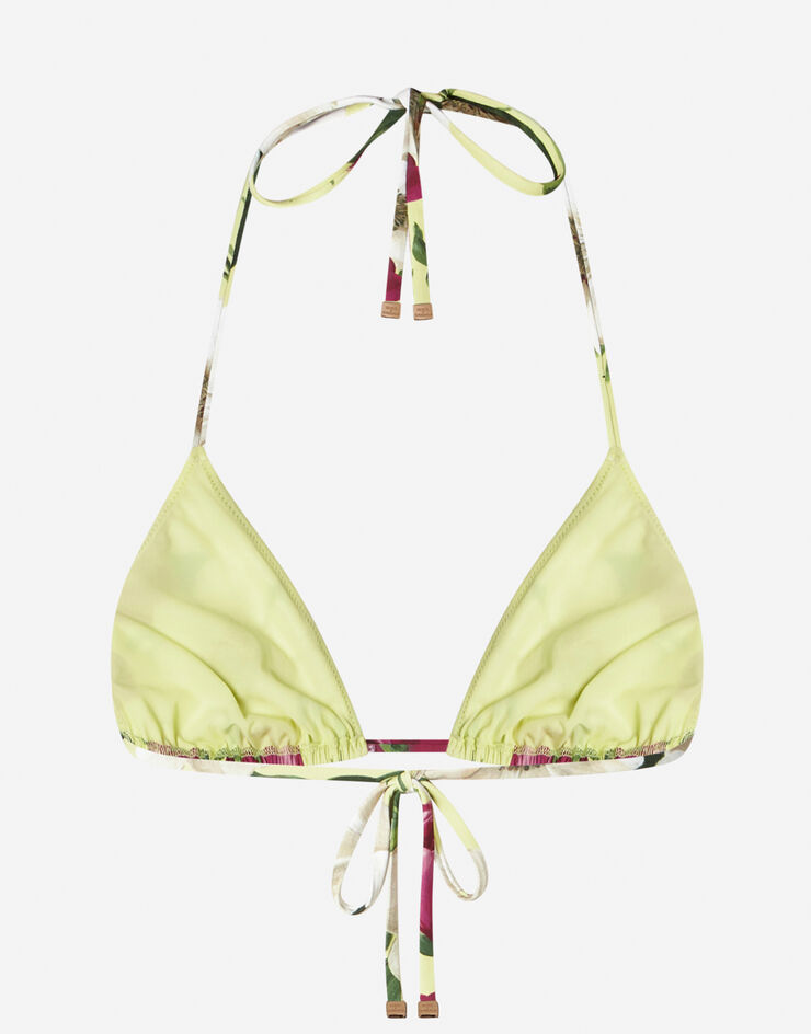 Dolce & Gabbana TRIANGLE BIKINI TOP WITH SMALL ROSE PRINT FLORAL PRINT O1A00JFSGRY