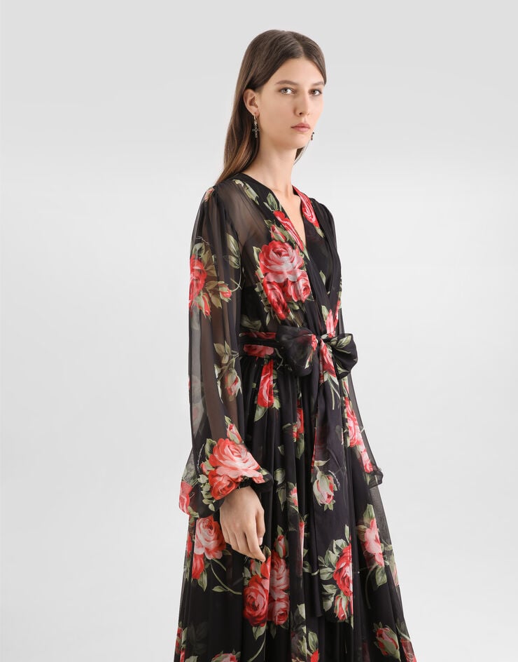 Dolce & Gabbana Rose bouquet-print chiffon dress Multicolor F6CNUTIS11F