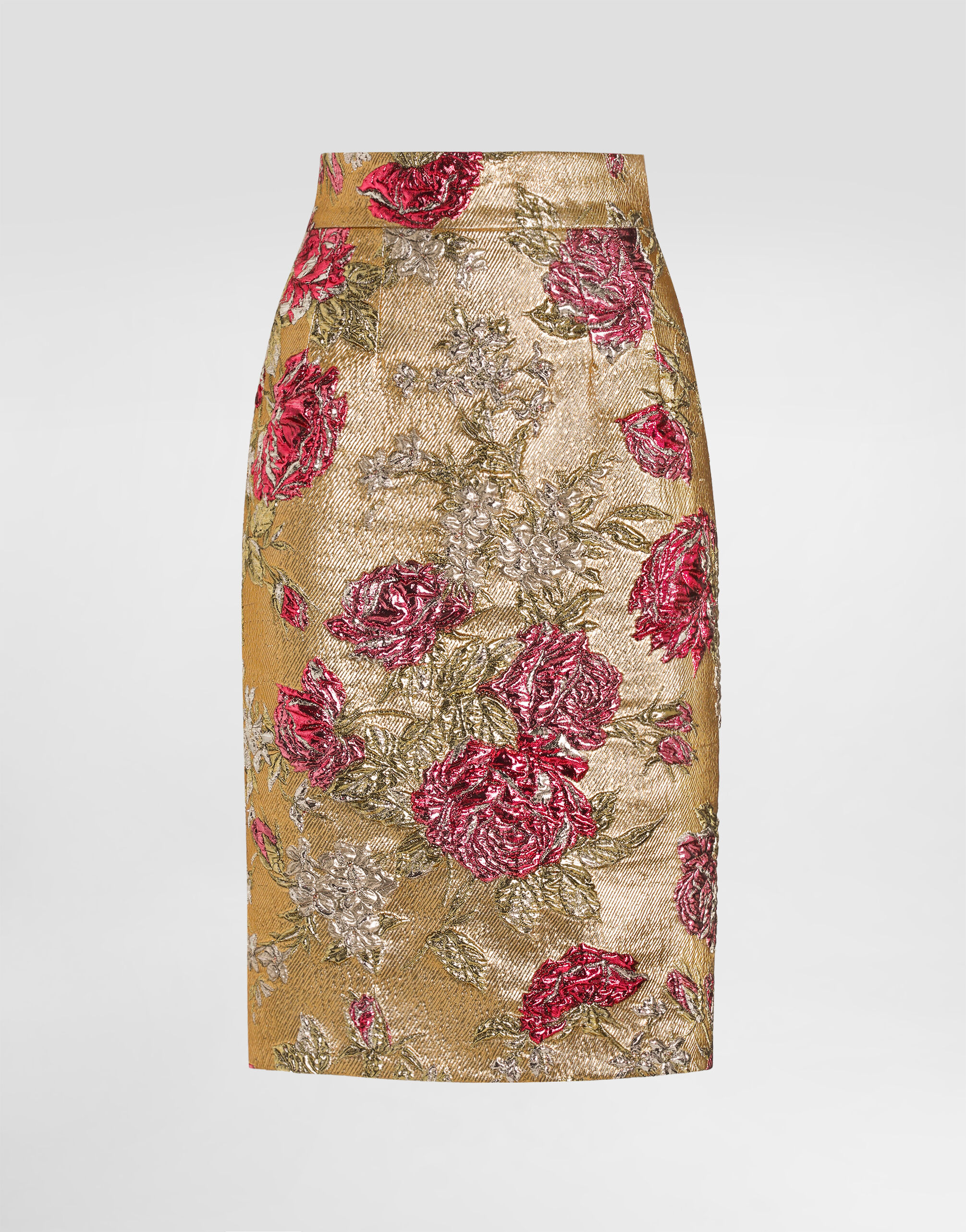 Floral jacquard fitted skirt in Multicolor for Women