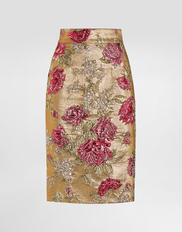 Dolce & Gabbana Floral jacquard fitted skirt Multicolor F4C2CTHJMRJ