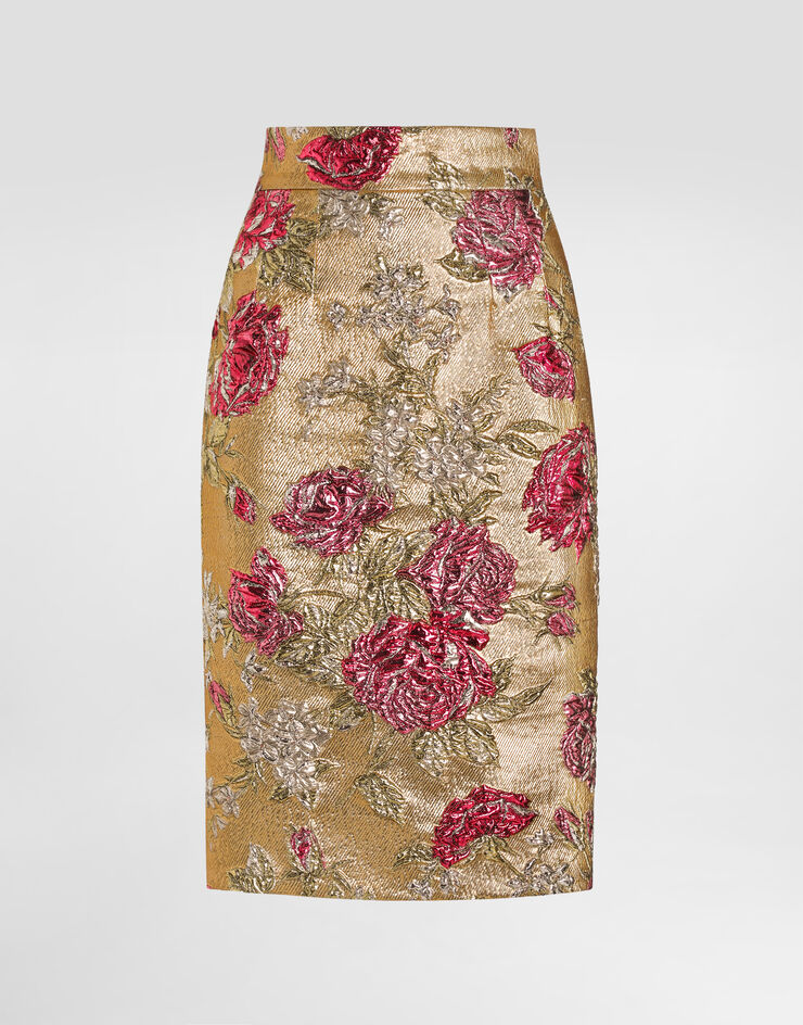 Dolce & Gabbana Floral jacquard fitted skirt Multicolor F4C2CTHJMRJ