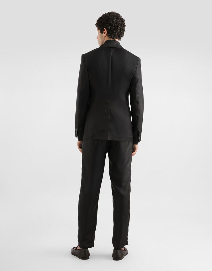 Dolce & Gabbana Giacca monopetto sicilia light in twill di seta Nero G2UQ8TFU10S
