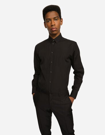 Dolce & Gabbana Stretch poplin Gold-fit shirt Black G5EJ0TGK322