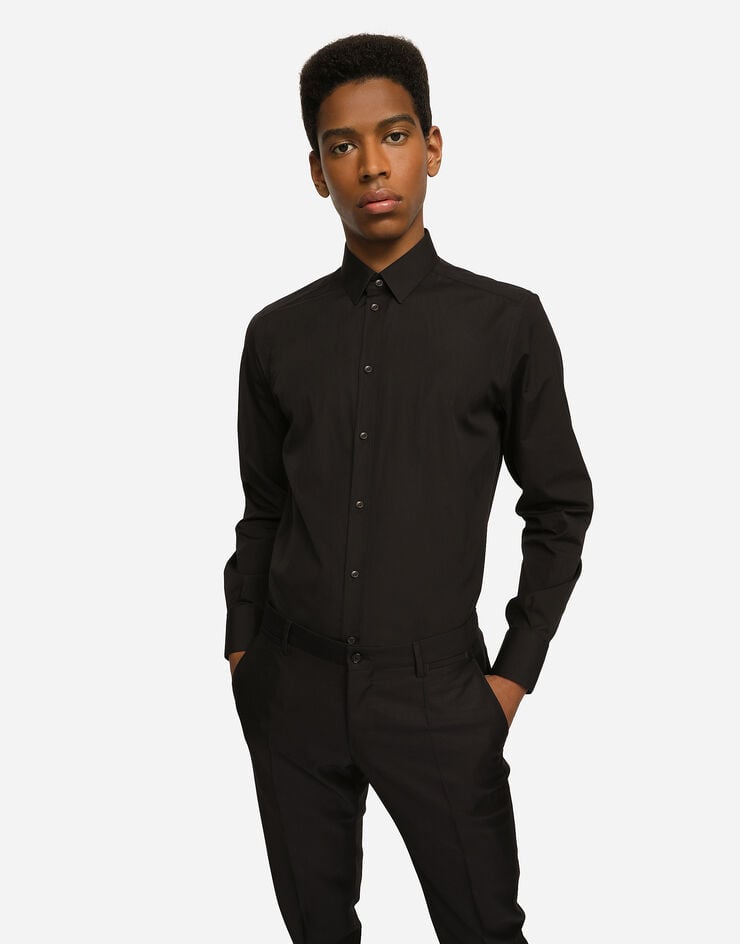 Dolce & Gabbana Stretch poplin Gold-fit shirt Dolce & Gabbana Stretch poplin Gold-fit shirt Black G5EJ0TGK322