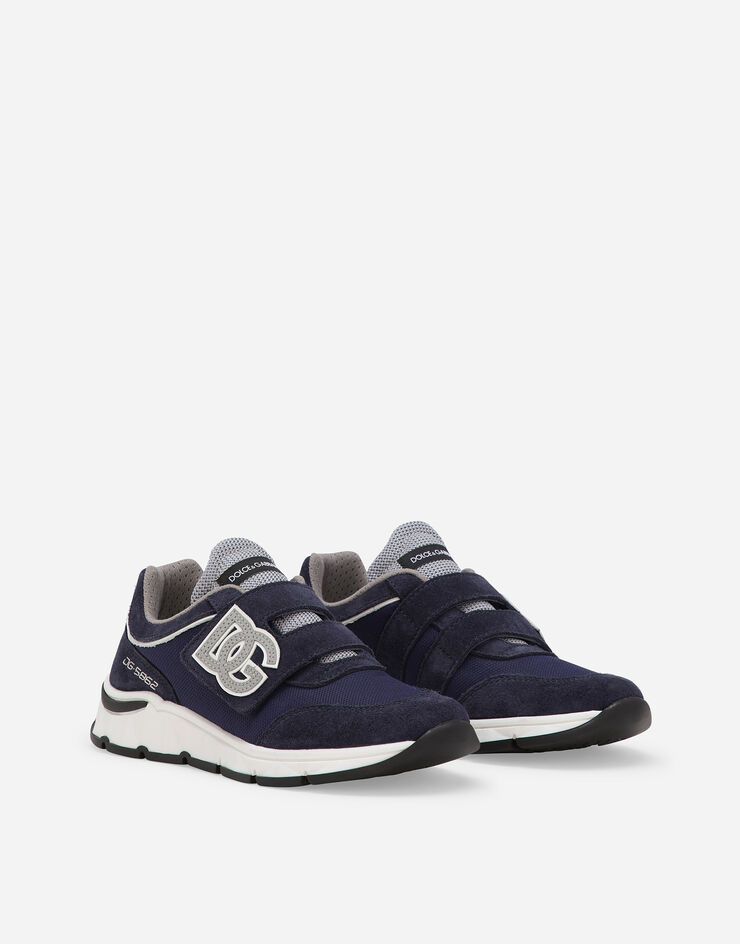 Dolce & Gabbana Low-Top-Sneaker DG Running aus Meshgewebe und Spaltleder Blau DA5187AA954