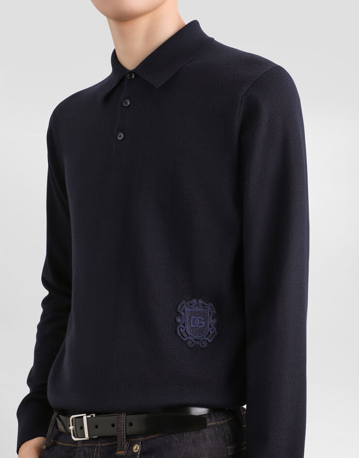 Dolce & Gabbana Virgin wool polo shirt Blue GXZ25ZJGMLS