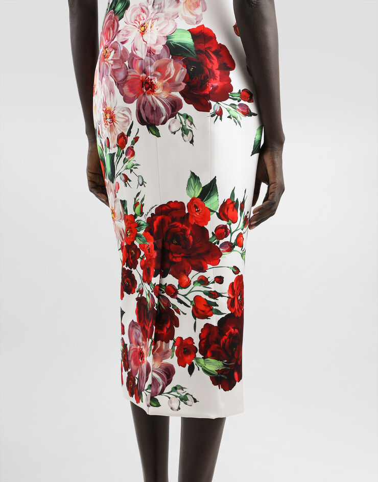 Dolce & Gabbana Abito longuette strapless in raso stampa Rose Dolce & Gabbana Abito longuette strapless in raso stampa Rose Stampa F6TURTFSIB4