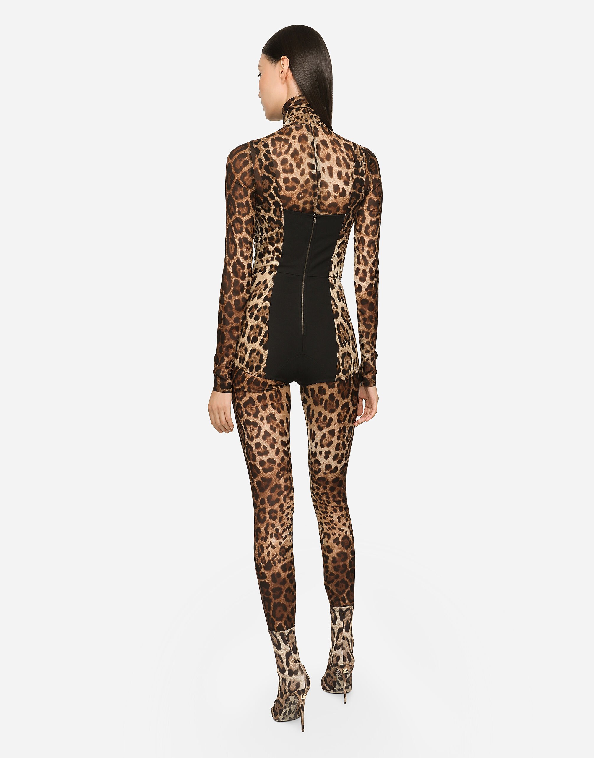 KIM DOLCE GABBANA Sheer leopard print jumpsuit in Animal Print for Women Dolce Gabbana US