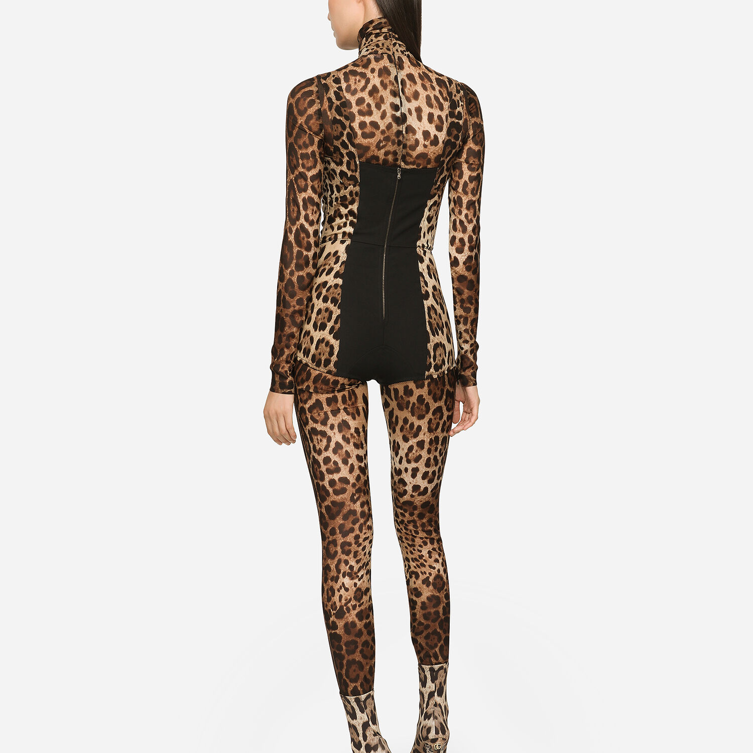 KIM DOLCE&GABBANA Sheer leopard-print jumpsuit in Animal Print for |  Dolce&Gabbana® US