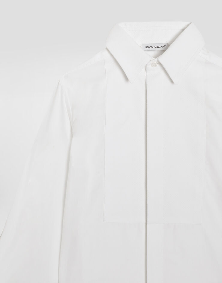 Dolce & Gabbana Jacquardhemd aus Popeline DG-Logo Weiss L44S17FJ5GU