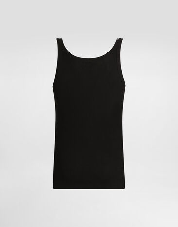 Dolce & Gabbana Camiseta sin mangas de algodón acanalado Negro M8C19JONN96