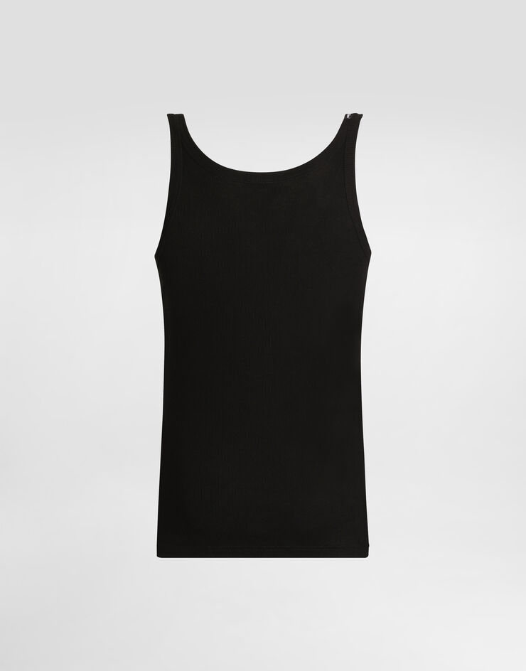 Dolce & Gabbana تيشيرت داخلي قطني بتضليعات رقيقة أسود M8C19JONN96