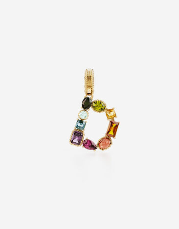 Dolce & Gabbana Rainbow alphabet D 18 kt yellow gold charm with multicolor fine gems Gold WANR1GWMIXQ