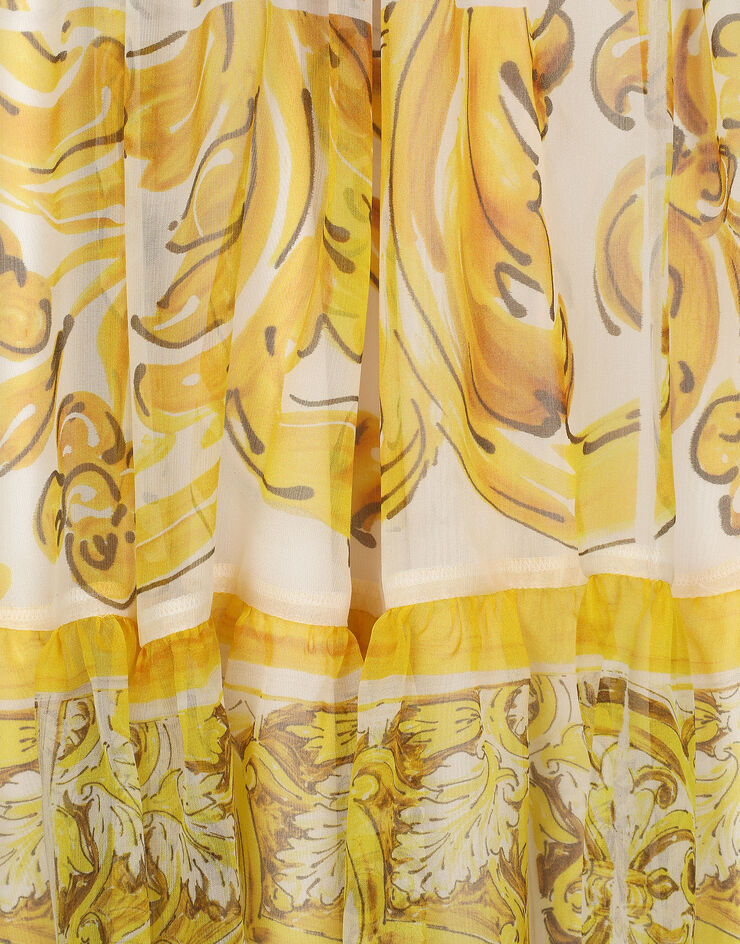 Dolce & Gabbana Chiffon dress with yellow majolica print Print L53DW5HI1UF