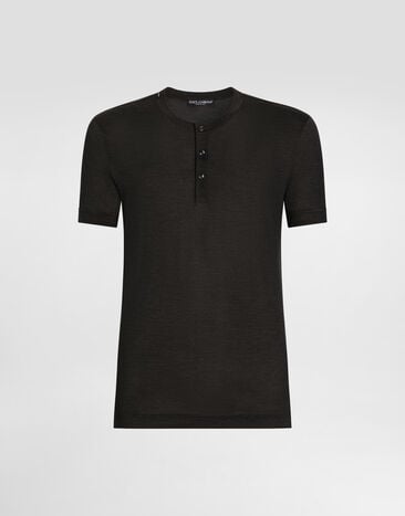 Dolce & Gabbana Silk serafino t-shirt Dolce & Gabbana Silk serafino t-shirt Grey G8QK3TG7P0F
