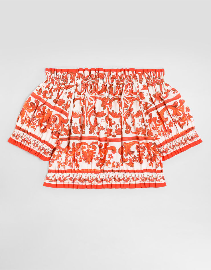 Dolce & Gabbana Majolica-print poplin top Multicolor L56S40G7P4J