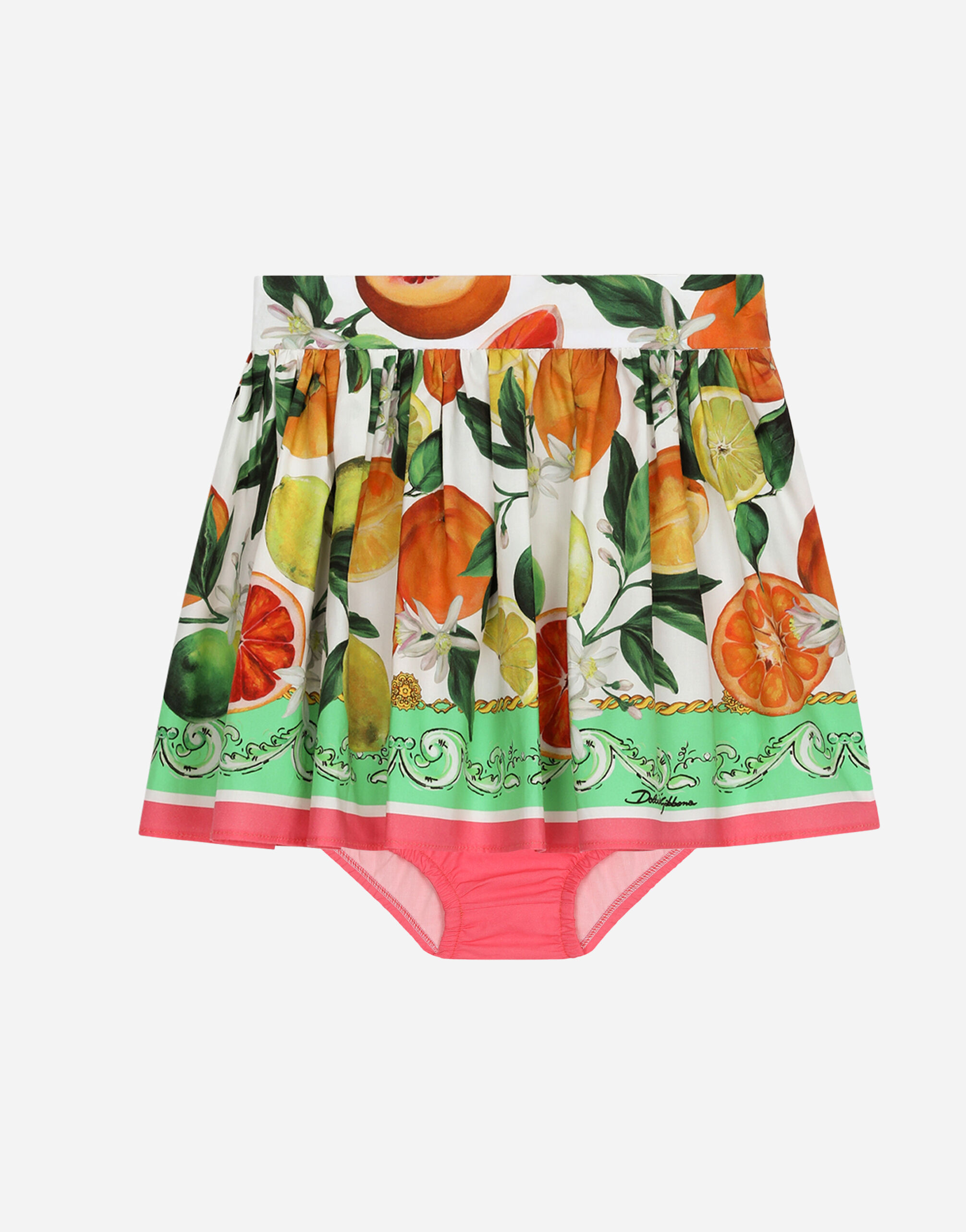 Dolce & Gabbana Poplin skirt with bloomers and lemon and orange print Print L23Q24G7K6S