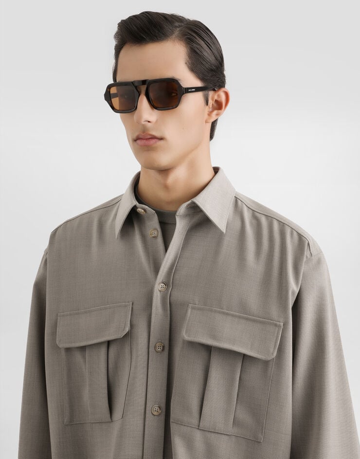 Dolce & Gabbana Virgin wool canvas shirt Multicolor G5OJ2THU2BP