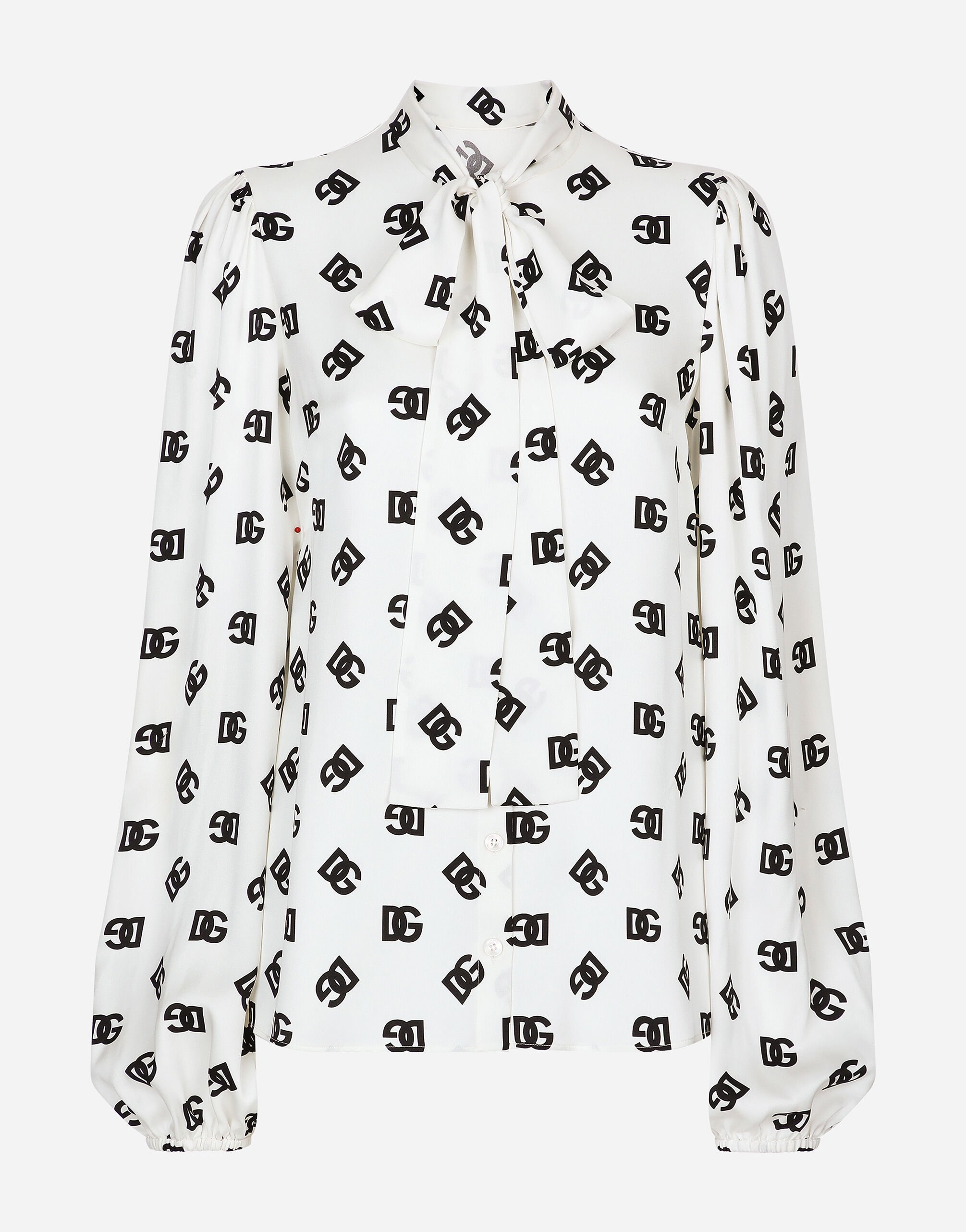 Dolce & Gabbana Charmeuse shirt with all-over DG logo print Denim BB6498AO621