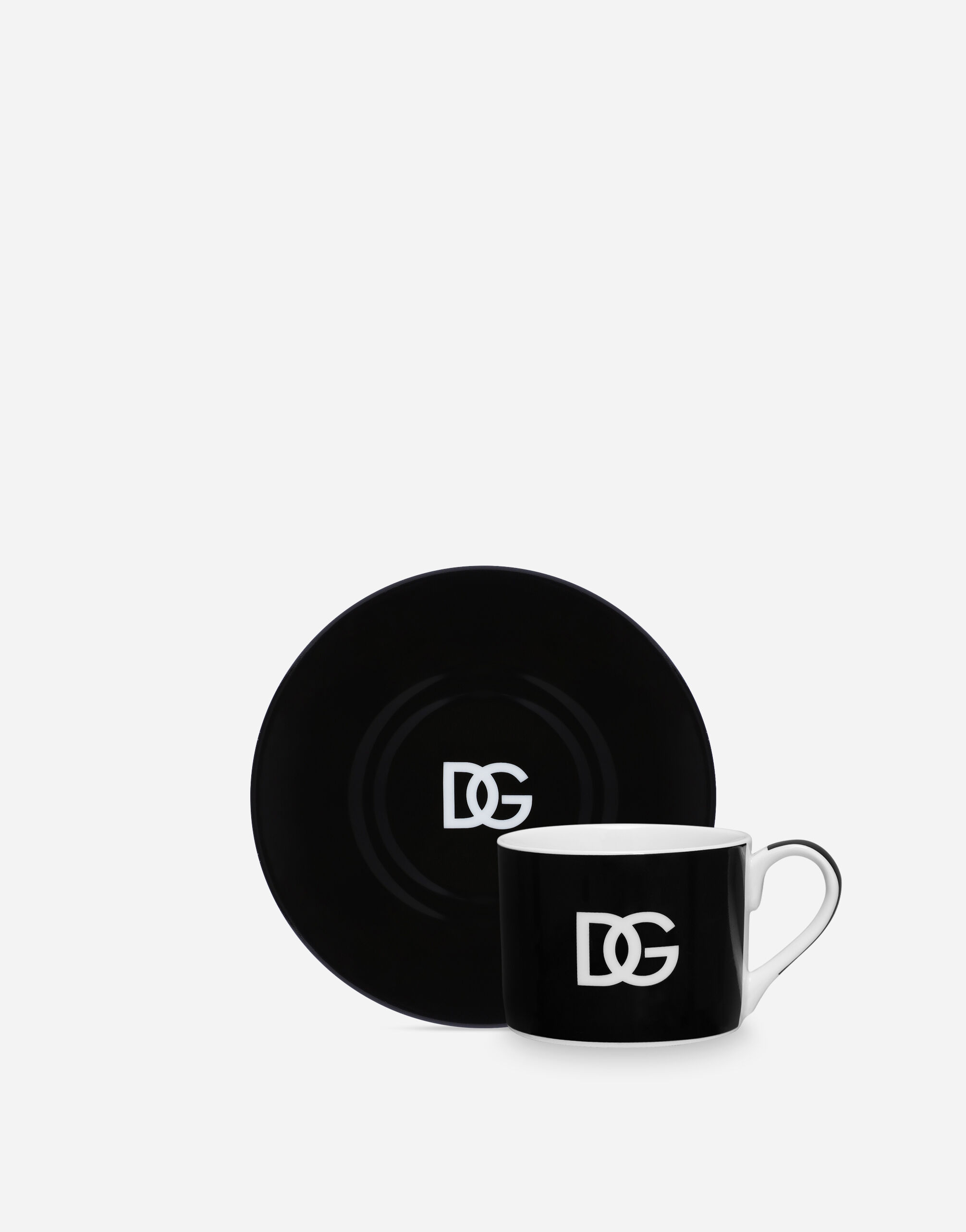 Set 2 Porcelain Teacups with Saucers in Multicolor | Dolce&Gabbana® US