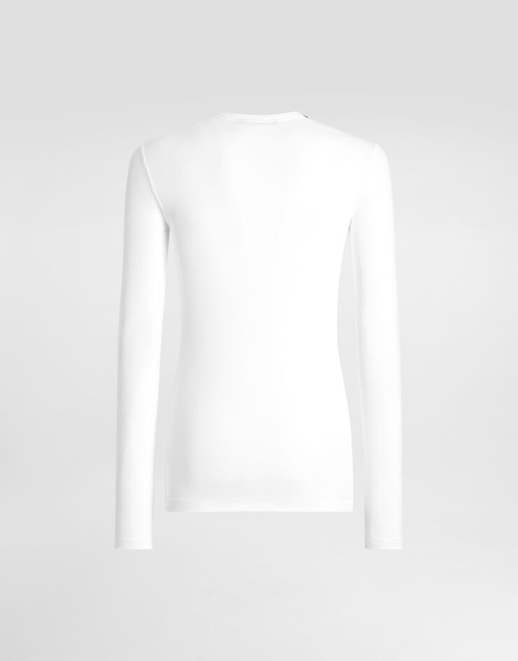 Dolce&Gabbana Fine-rib cotton granddad-neck T-shirt White G8PG8TFUGKY