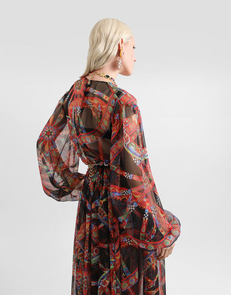 Dolce & Gabbana Carretto-print chiffon long dress Dolce & Gabbana Carretto-print chiffon long dress Multicolor F615QTIS13V