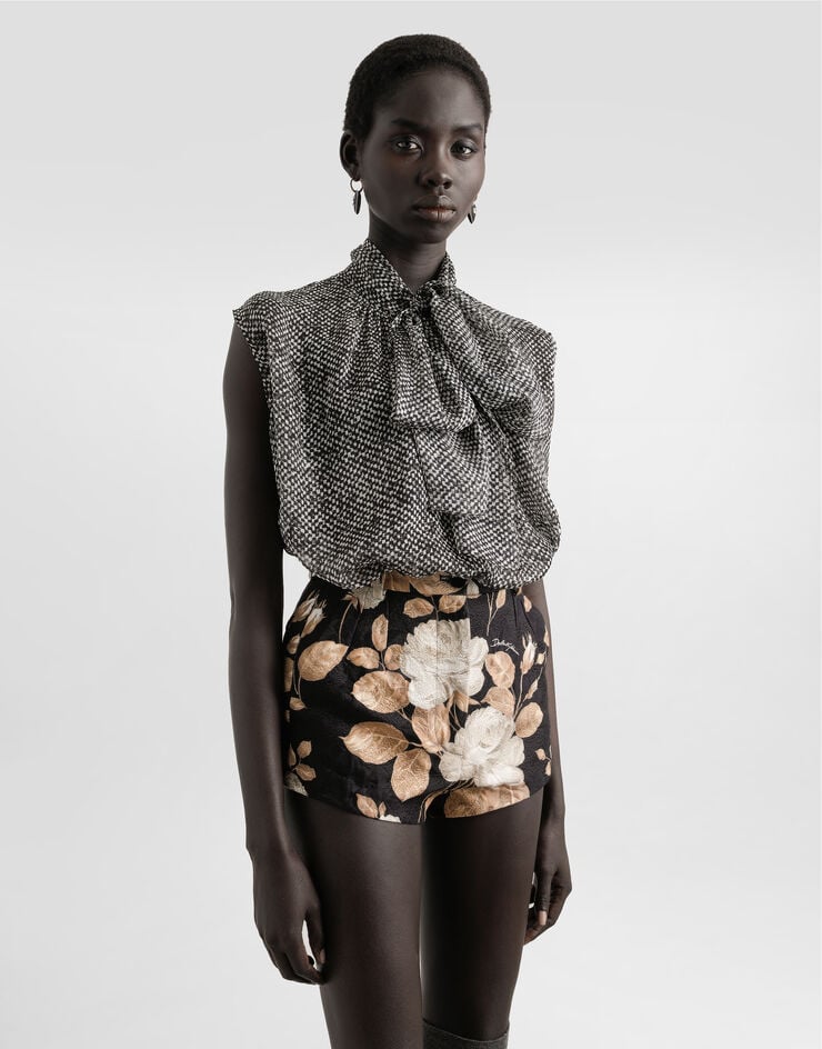 Dolce & Gabbana Damier-print chiffon shirt Multicolor F5T73TIS1ZQ