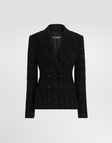 Dolce & Gabbana Double-breasted wool-blend check bouclé jacket Dolce & Gabbana Double-breasted wool-blend check bouclé jacket Black F27LQTFQZBD