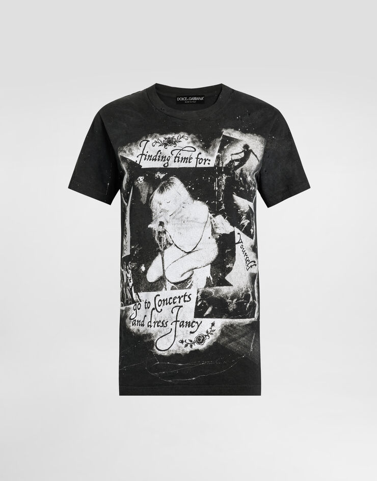 Dolce & Gabbana Jersey t-shirt with print Multicolor F8V90TGDDH4