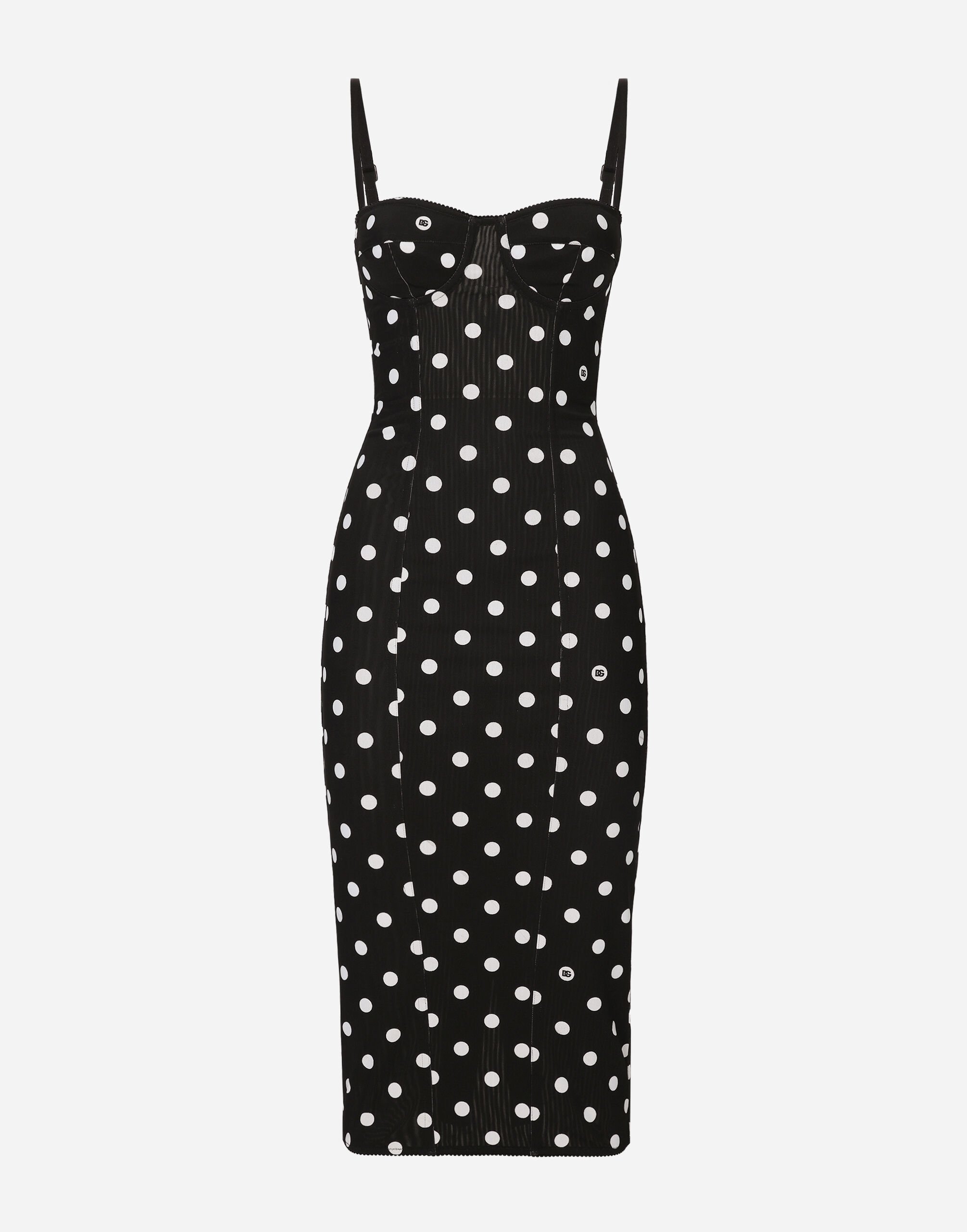 Dolce & Gabbana Marquisette sheath dress with polka-dot print and corset details Print F6JJCTHS5R6