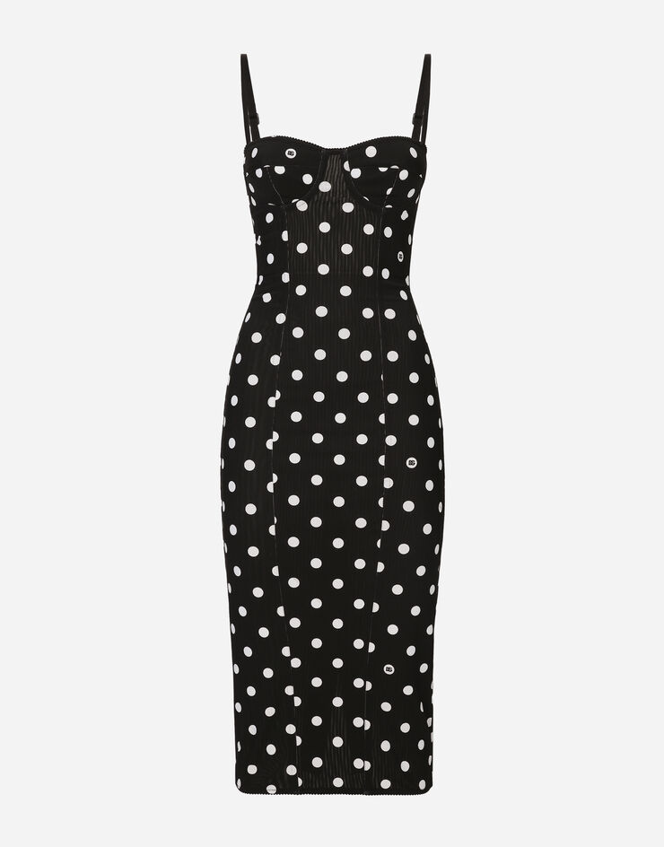 Dolce & Gabbana 폴카 도트 프린트 & 코르셋 디테일 마르키제트 시스 드레스 인쇄 F6JJYTFSUBH